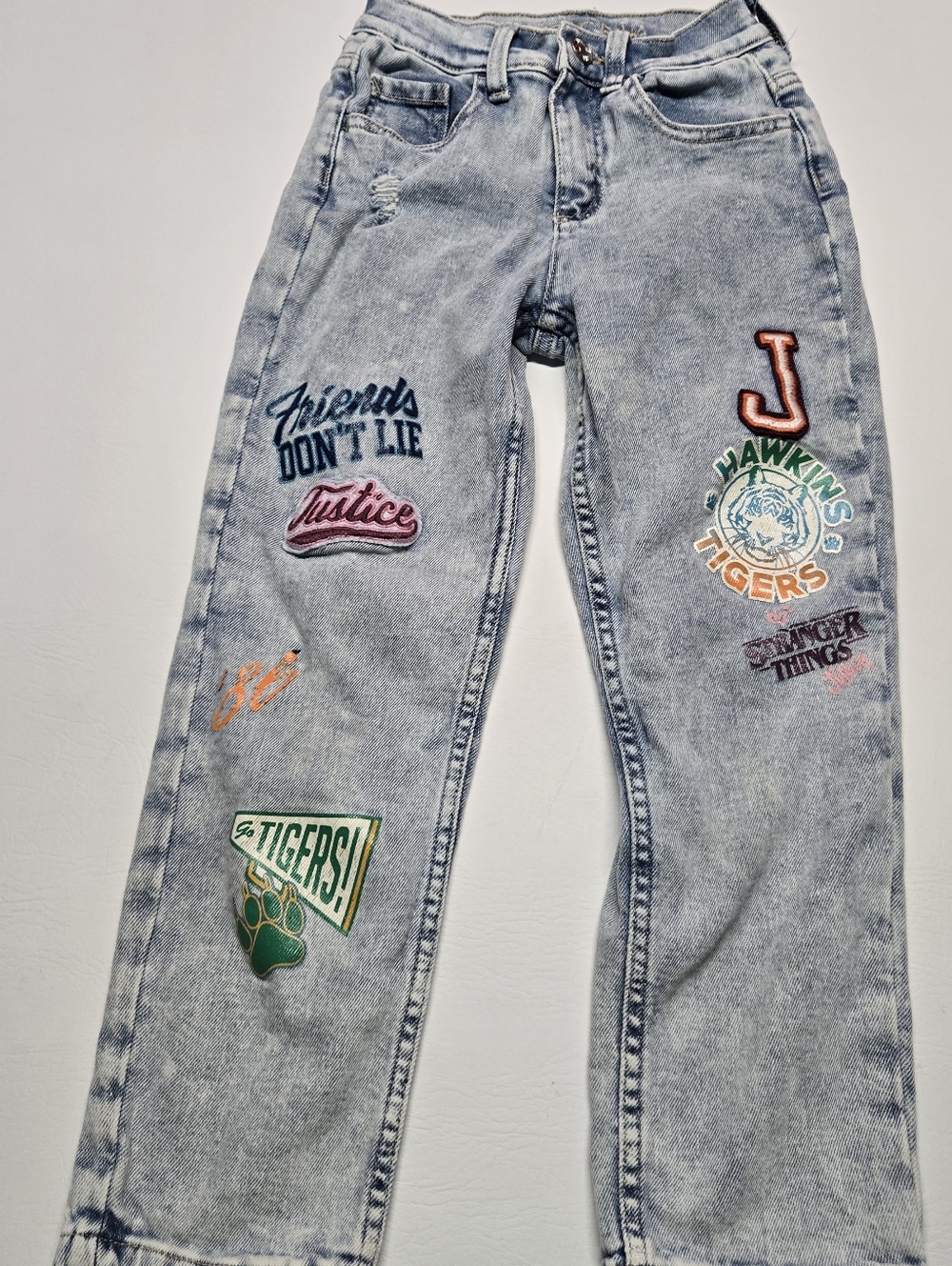 Justice Girls x Stranger Things Patched Mini Mom Jeans Size 10